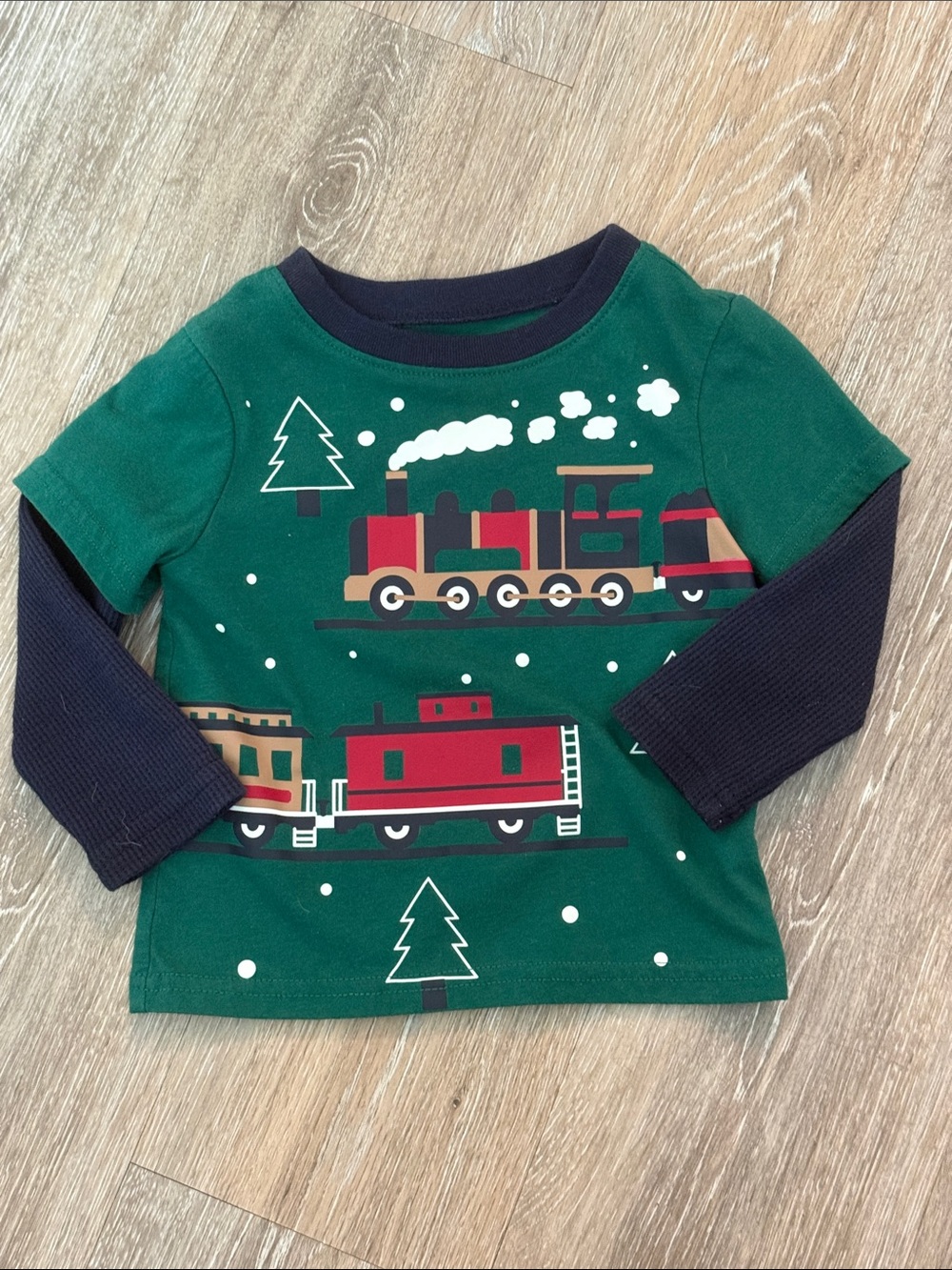 The Childrens Place Baby Boy Winter Train Jeep Green Joggers Shirt Outfit Set - Picture 10 of 16